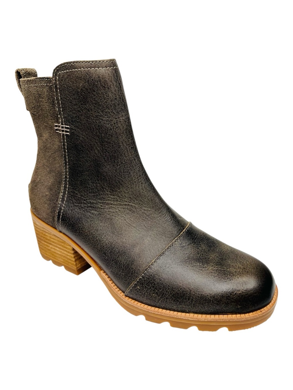 SOREL Cate Major Leather/Suede Waterproof Zip Heeled Booties Size 9